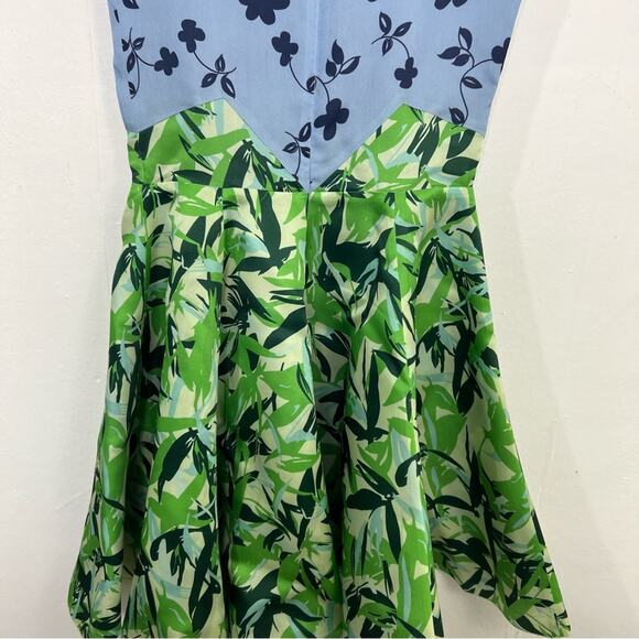 Elle Sasson Holly Colorblock Botanical Floral Silk Cap-Sleeve Dress Size Size 4 - Picture 8 of 16